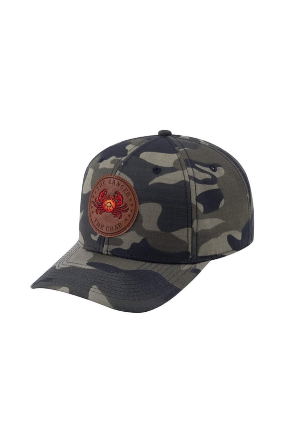 Unisex V2 Embroidered And Laser-Engraved Cancer Zodiac (June 21, July 22), 6-Panel Baseball Cap, Green Camo/Green Camo, Adjustable Fit