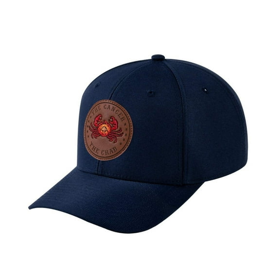 Unisex V2 Embroidered And Laser-Engraved Cancer Zodiac (June 21, July 22), 6-Panel Baseball Cap, Navy/Navy, Adjustable Fit