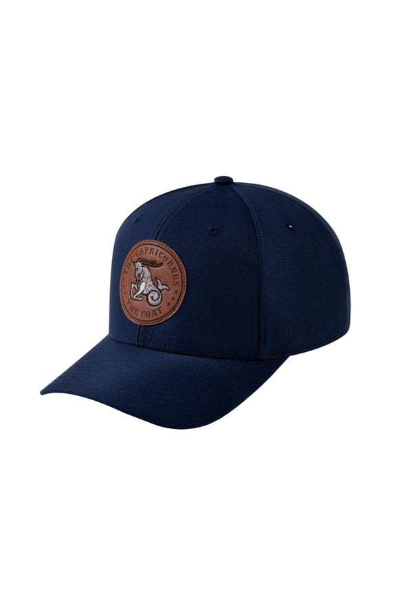 Unisex V2 Embroidered And Laser-Engraved Capricorn Zodiac (December 22, January 19), 6-Panel Baseball Cap, Navy/Navy, Adjustable Fit