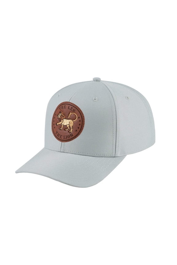 Unisex V2 Embroidered And Laser-Engraved Leo Zodiac (July 23, August 22), 6-Panel Baseball Cap, Light Grey/Light Grey, Adjustable Fit