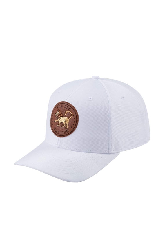 Unisex V2 Embroidered And Laser-Engraved Leo Zodiac (July 23, August 22), 6-Panel Baseball Cap, White/White, Adjustable Fit