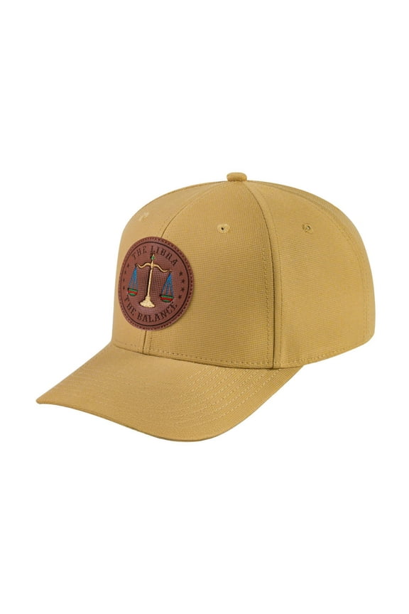 Unisex V2 Embroidered And Laser-Engraved Libra Zodiac (September 23, October 22), 6-Panel Baseball Cap, Khaki/Khaki, Adjustable Fit