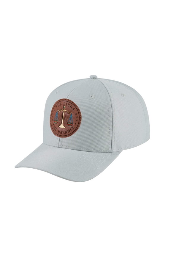 Unisex V2 Embroidered And Laser-Engraved Libra Zodiac (September 23, October 22), 6-Panel Baseball Cap, Light Grey/Light Grey, Adjustable Fit