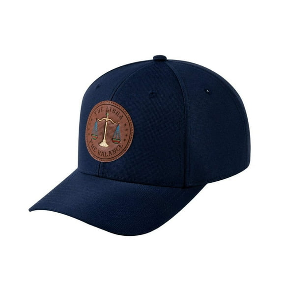 Unisex V2 Embroidered And Laser-Engraved Libra Zodiac (September 23, October 22), 6-Panel Baseball Cap, Navy/Navy, Adjustable Fit