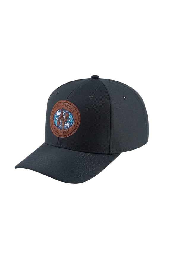 Unisex V2 Embroidered And Laser-Engraved Pisces Zodiac (February 19, March 20), 6-Panel Baseball Cap, Dark Grey/Dark Grey, Adjustable Fit