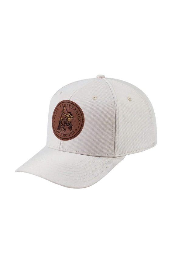 Unisex V2 Embroidered And Laser-Engraved Sagittarius Zodiac (November 22, December 21), 6-Panel Baseball Cap, Beige/Beige, Adjustable Fit