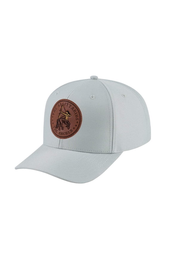 Unisex V2 Embroidered And Laser-Engraved Sagittarius Zodiac (November 22, December 21), 6-Panel Baseball Cap, Light Grey/Light Grey, Adjustable Fit