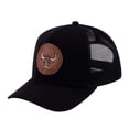 thumbnail image 1 of Unisex V2 Embroidered And Laser-Engraved Taurus Zodiac (April 20, May 20), 5-Panel Trucker Hat, Black/Black, Adjustable Fit, 1 of 3