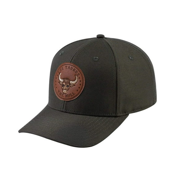 Unisex V2 Embroidered And Laser-Engraved Taurus Zodiac (April 20, May 20), 6-Panel Baseball Cap, Olive/Olive, Adjustable Fit