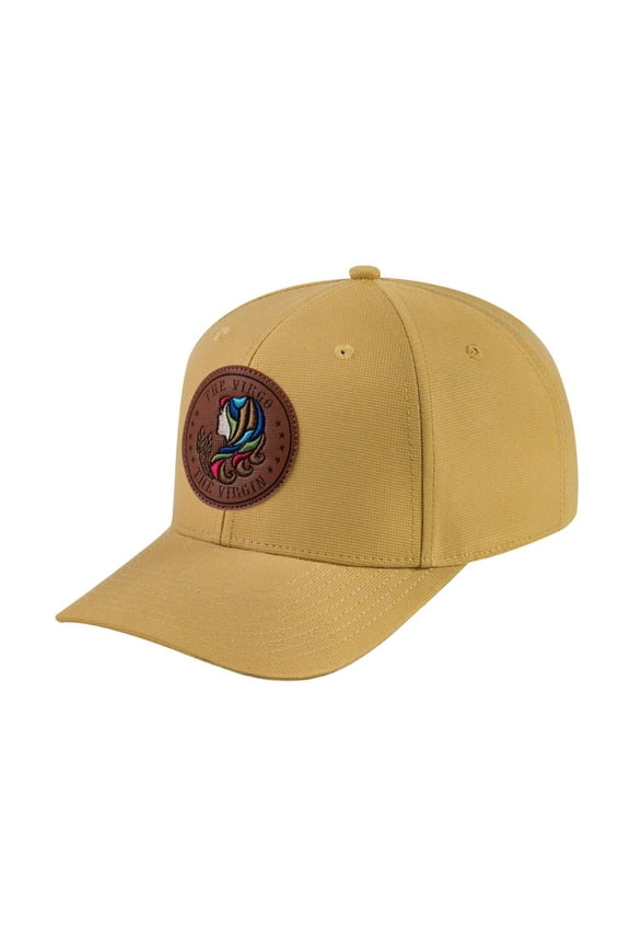Unisex V2 Embroidered And Laser-Engraved Virgo Zodiac (August 23, September 22), 6-Panel Baseball Cap, Khaki/Khaki, Adjustable Fit
