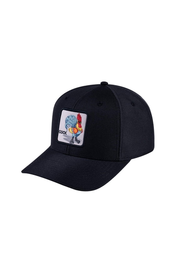 Unisex V2 Embroidered The Chicken, 6-Panel Baseball Cap, Black/Black, Adjustable Fit