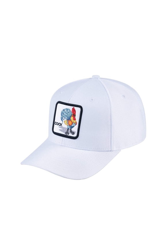 Unisex V2 Embroidered The Chicken, 6-Panel Baseball Cap, White/White, Adjustable Fit