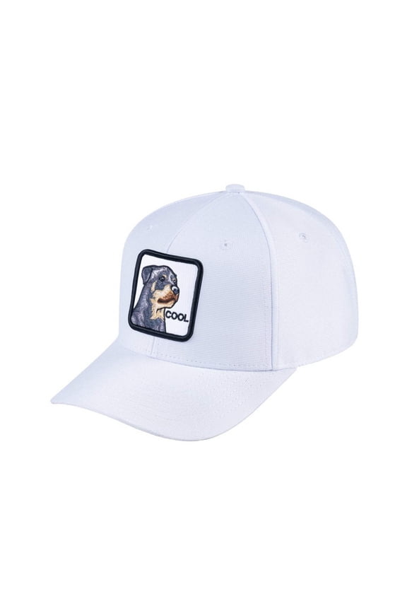 Unisex V2 Embroidered The Dog, 6-Panel Baseball Cap, White/White, Adjustable Fit