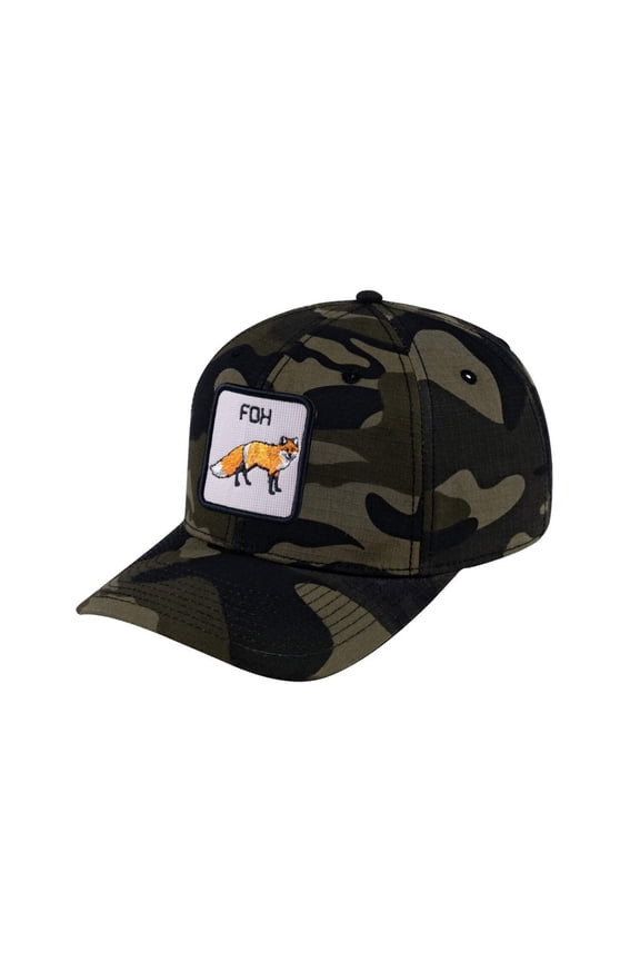 Unisex V2 Embroidered The Fox, 6-Panel Baseball Cap, Green Camo/Green Camo, Adjustable Fit