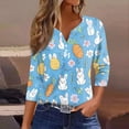 thumbnail image 1 of HAVUITYY Easter 3/4 Sleeve Sweaters for Womens, Cute Bunny Eggs Printed Womens Tops, Spring Going Out Shirts for Women Wear & Gifts, 1 of 5