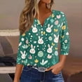 thumbnail image 1 of HAVUITYY Easter 3/4 Sleeve Sweaters for Womens, Cute Bunny Eggs Printed Womens Tops, Spring Going Out Shirts for Women Wear & Gifts, 1 of 5