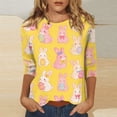 thumbnail image 1 of HAVUITYY Easter Bunny Sweater for Women – Soft 3/4 Sleeve Cotton Pullover with Cute Egg Print, Perfect Spring Going Out Top & Holiday Gift Idea, 1 of 5
