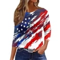 thumbnail image 1 of HAVUITYY Independence Day 3/4 Sleeve Sweaters for Womens, Fashionable American Flag 4th of July Womens Tops, Women's Lightweight Spring Casual Blouse, 1 of 5