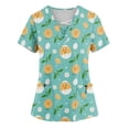 thumbnail image 1 of HAVUITYY Plus Size Printed Scrubs for Women, Colorful Easter Eggs Pattern V-Neck Nurse Tops, Lightweight Working Uniform Top with Pockets, Ideal Easter Wear and Gifts, 1 of 3