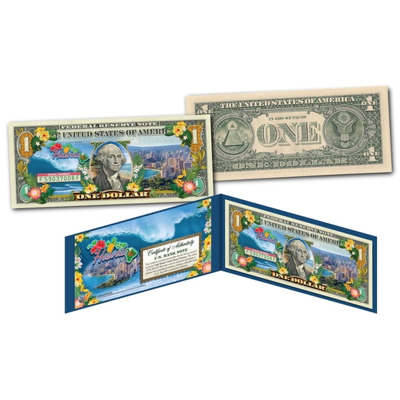 HAWAII 50th State Color $1 Bill OFFICIAL Legal Tender U.S. One-Dollar Banknote