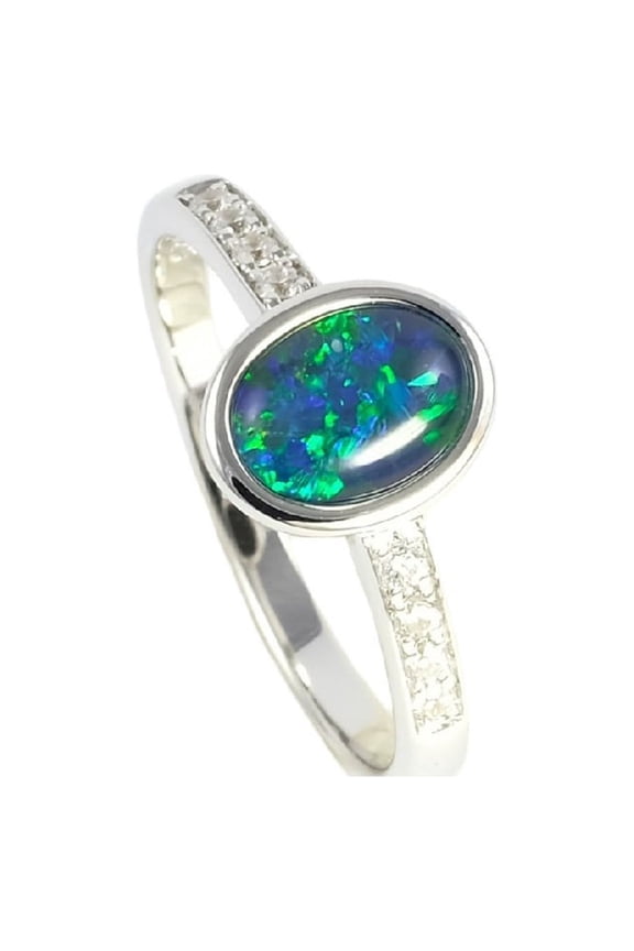 HAWAII PASSION STERLING SILVER AUSTRALIAN OPAL RING