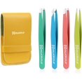 thumbnail image 1 of HAWATOUR Tweezers Set, 4Pcs Eyebrows for Women, Great Precision Ingrown Hair, Splinter, Facial Hair Removal, Multicolored, 1 of 4