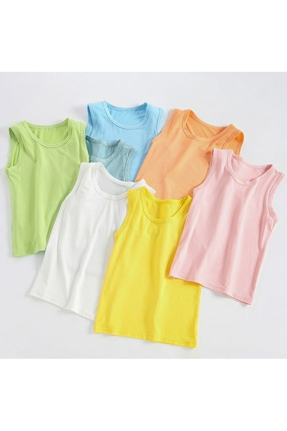 7 Pack Toddler Boys Girls Tank Tops Cotton Basic Multi-packUndershirts Summer Athletic Sleeveless Shirts for Kids