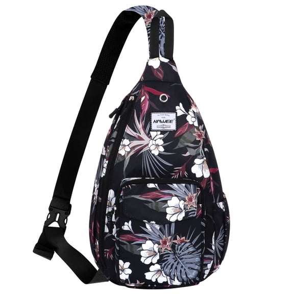 HAWEE Backpack One Strap for Women Anti Theft Rope Sling Pack Bag Cycling Hiking, Tropical Flower