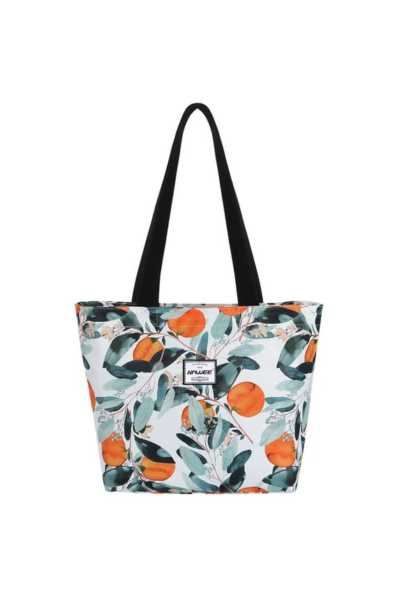 Beach Bag with Zipper for Women Water Repellent Travel Handbag Inside Mesh Pocket, Persimmon