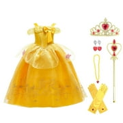 HAWEE Princess Dress up Birthday Party Fairy Yellow Costume for Toddler Girls