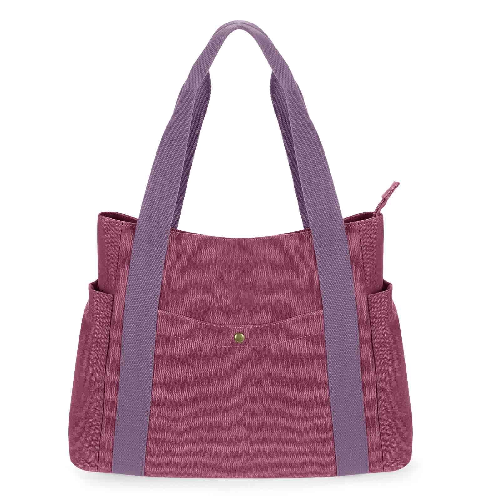 Women's Canvas Bag, Aesthetic Handbags With Zipper Travel Shoulder Bags Shopping Handbags With Inner Pockets: Handbags