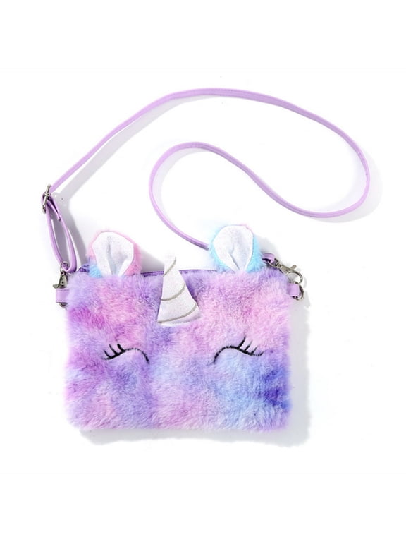 Cartoon Girls Plush Purses and Handbags Unicorn Coin Wallet Pouch Girl Money Change Purse Shoulder Bag