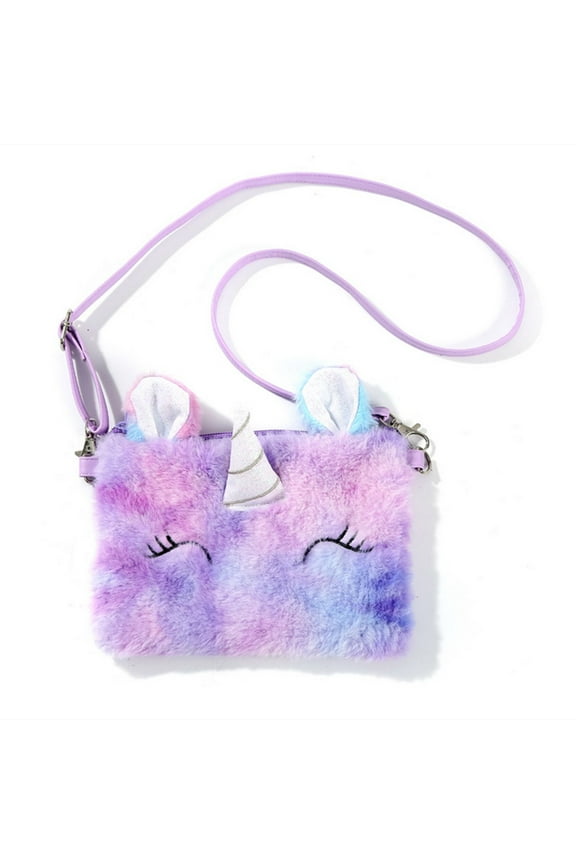 Cartoon Girls Plush Purses and Handbags Unicorn Coin Wallet Pouch Girl Money Change Purse Shoulder Bag