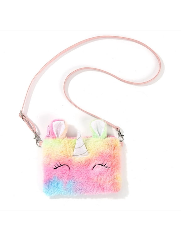 Cartoon Girls Plush Purses and Handbags Unicorn Coin Wallet Pouch Girl Money Change Purse Shoulder Bag