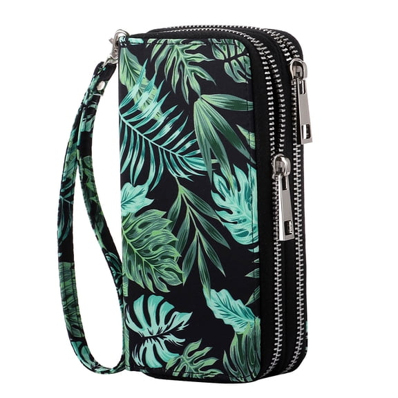 HAWEE Removable Wristlet Women's Casual Cell Phone Wallet, Banana Leaf