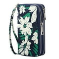thumbnail image 1 of HAWEE Cellphone Wallet Dual Zipper Wristlet Purse with Card Slot/ Coin Pouch Compatible with iPhone/Samsung for Women or Lady, Green + White Floral, 1 of 7