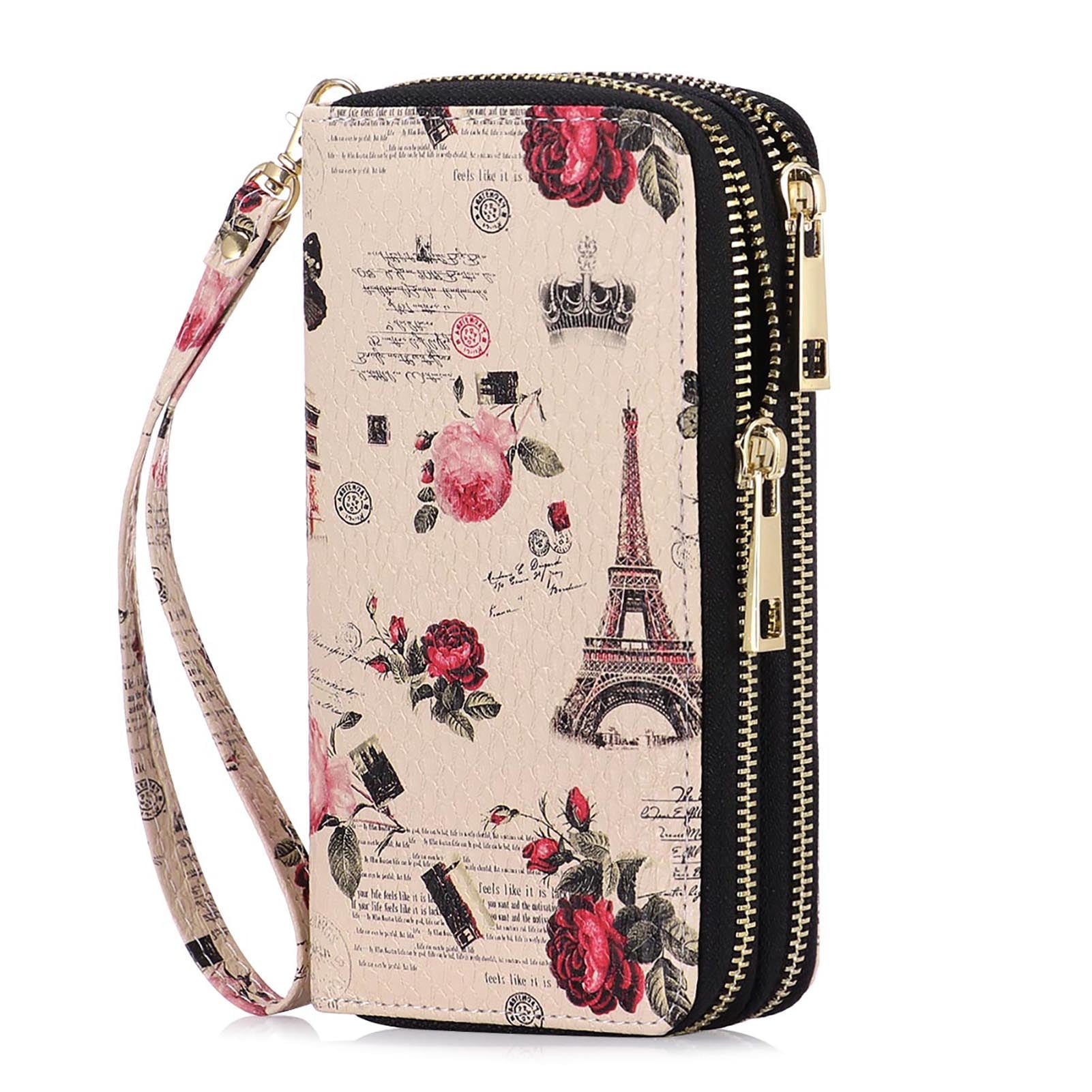 BLKMTN Genuine Leather Eiffel Tower Wallet - Lavender Long Clutch With Multiple Card Slots