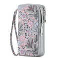 thumbnail image 1 of HAWEE Cellphone Wallet Dual Zipper Wristlet Purse with Card Slot/ Coin Pouch Compatible with iPhone/Samsung for Women or Lady, Pink Fissidens Flower, 1 of 7