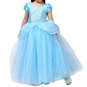 HAWEE Princess Dress Costume for Little Girl Puff Sleeves Blue Fancy Party Cosplay Outfit