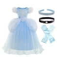 thumbnail image 1 of HAWEE Blue Princess Dress for Girls Puffy Sleeve Princess Costume Halloween Cosplay Party Fancy Dress(2-12Y), 1 of 7