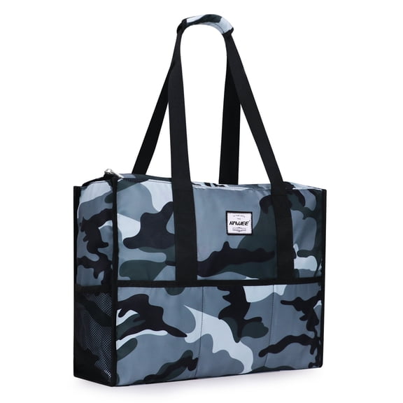 HAWEE Clinical Bag for Nursing Trainee Multipurpose Zip-top Tote Organizer for Teacher/ Doctor/ Weekender with Trolley Sleeve and Laptop Pocket, Camo
