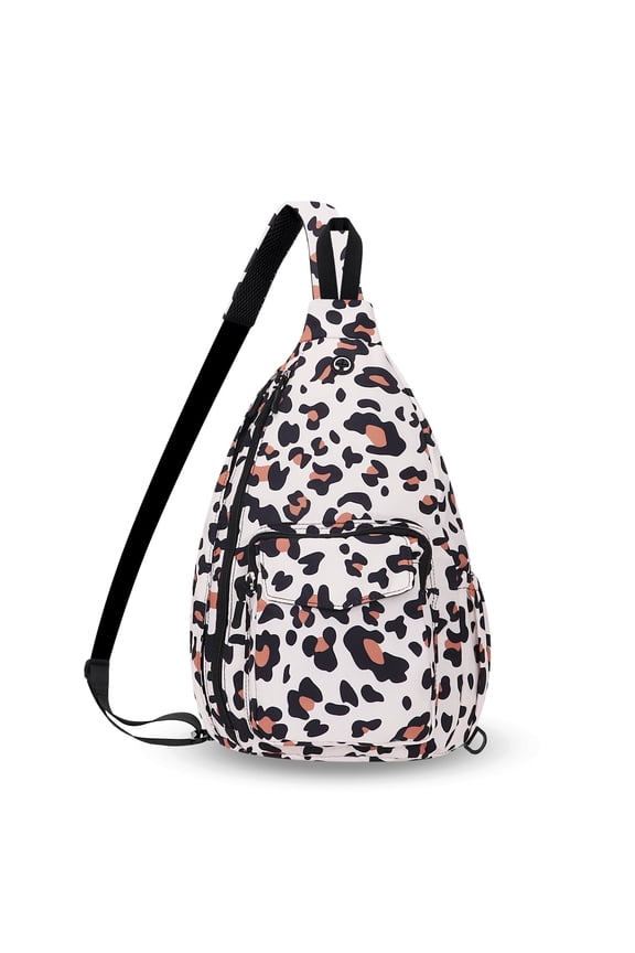 Convertible Backpack Crossbody Purse for Women Leopard Print Travel Chest Bag Water Repellent