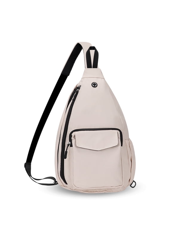 Convertible Chest Bag Casual Daypack for Outdoor Cycling Hiking Travel Sling Backpack Crossbody Shoulder Purse for Women, Beige