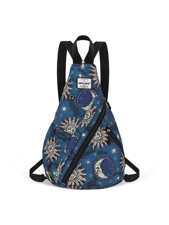 Convertible Rope Sling Bag for Women - Water-Resistant Chest Bag & Casual Daypack, Lightweight Crossbody Backpack for Travel, Cycling, Sun and Moon
