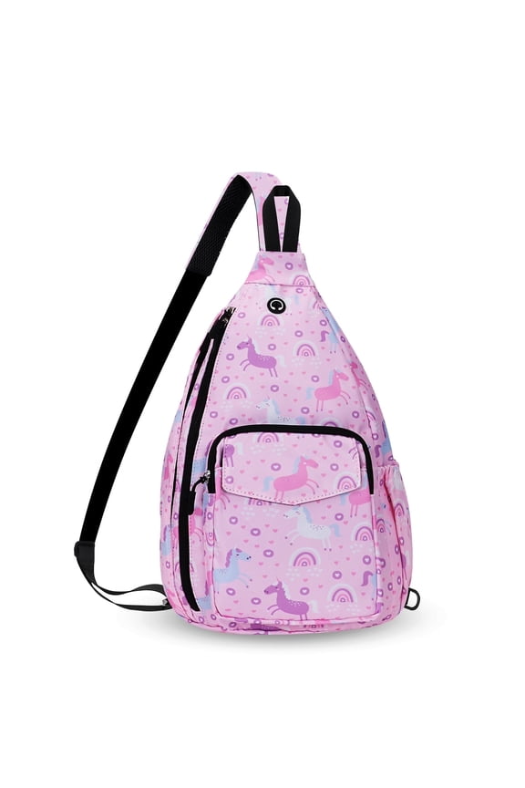 Convertible Sling Bag for Women Crossbody One Shoulder Chest Bag Left and Right Strap, Unircorn Pink