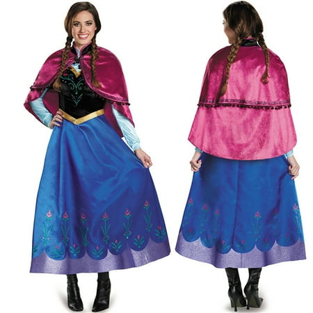 HAWEE Cosplay Princess Dress with Blue Cape Masquerade Halloween Gown Anna Deluxe Costume