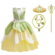 HAWEE Deluxe Princess Costumes Little Girls Dress Fancy Gown for Cosplay Halloween Party