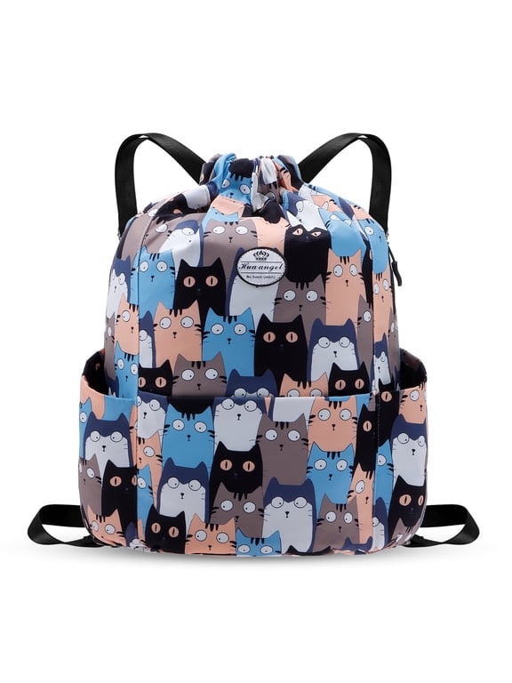 Drawstring Backpack Water Resistant String Bag Sports Gym Sack Lightweight Sackpack with Side Pocket for Men Women