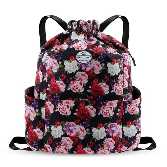 HAWEE Drawstring Backpack Water Resistant String Bag Sports Gym Sack Lightweight Sackpack with Side Pocket for Men Women