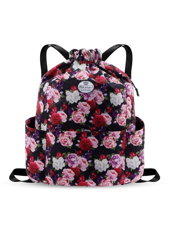 Drawstring Backpack Water Resistant String Bag Sports Gym Sack Lightweight Sackpack with Side Pocket for Men Women